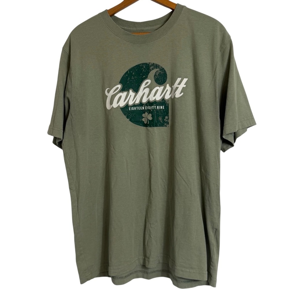Carhartt Mens Relaxed Fit Graphic T-Shirt Sage Green Shamrock Large L